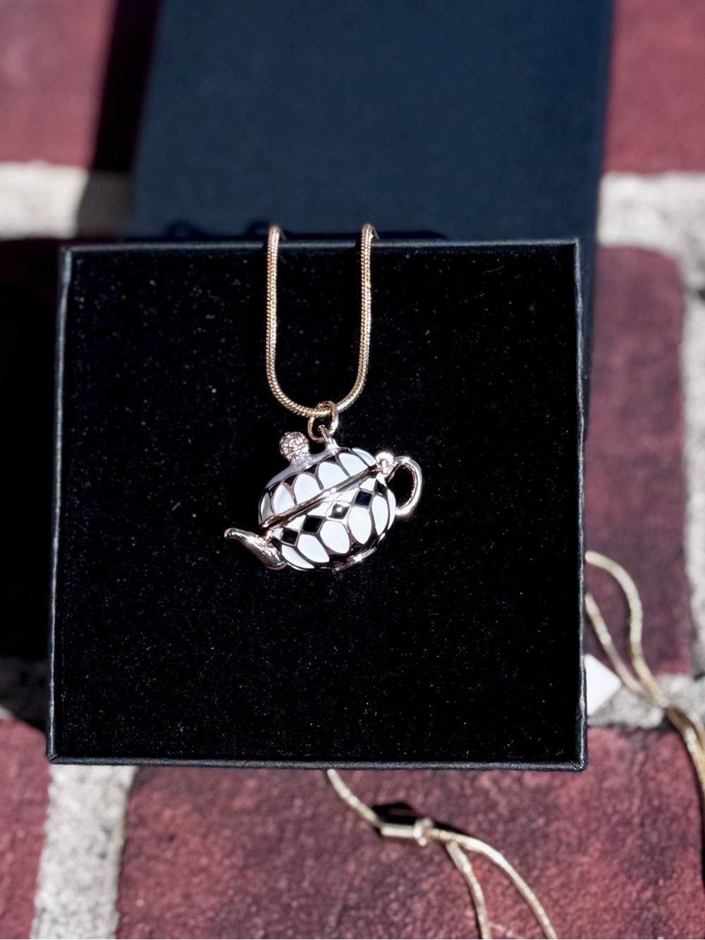 Teapot Locket Necklace | 36” Chain | Kate Spade Inspired | Alice in Wonderland - Picture 6 of 13